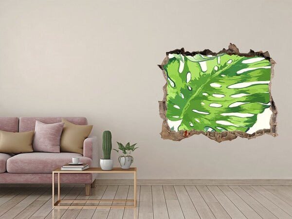 Okleina 3D dziura na ścianę Monstera verde într-o gaură de beton