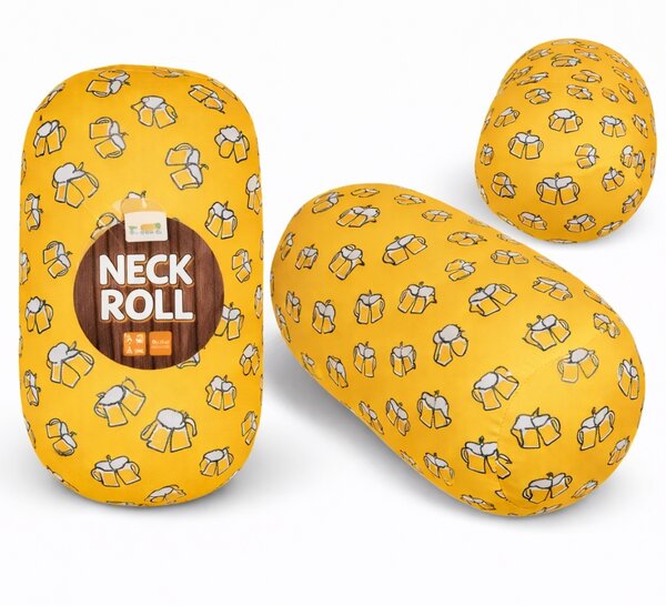 Perna de calatorie BEER NECK ROLL 30x15 cm, galben