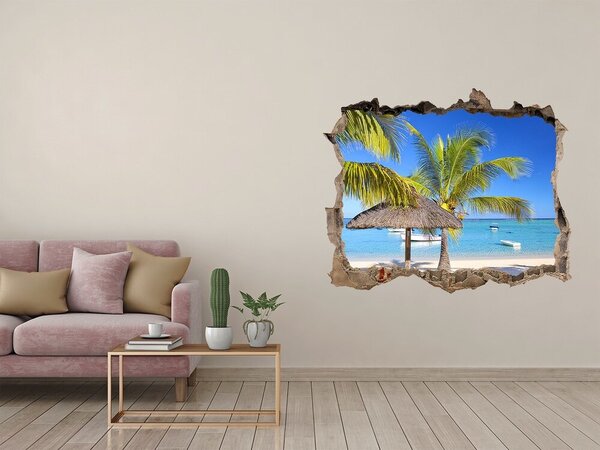 Naklejka fototapeta 3D widok Plajă tropicală cu palmieri