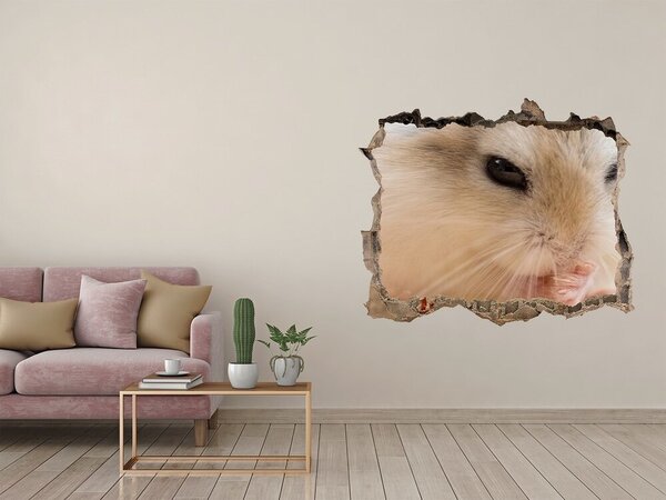 Autocolant gaură 3D Hamster într-o gaură în perete