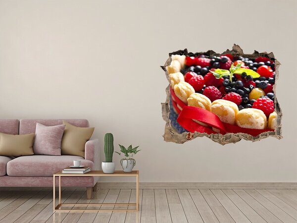Autocolant de perete gaură 3D Tort cu fructe „Hole in the Wall”