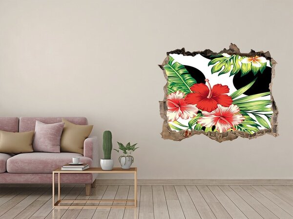 Autocolant gaură 3D Paradis tropical cu flori