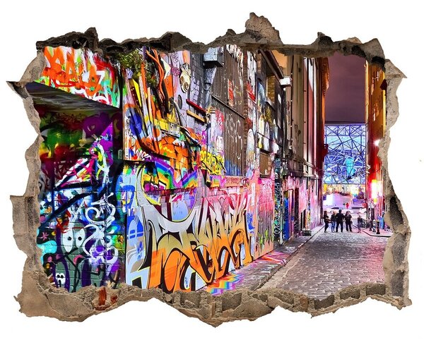 Fototapet 3D gaură în perete Graffiti colorat