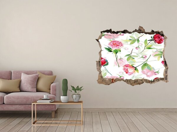 Autocolant un zid spart cu priveliște Mural floral cu gaură în perete