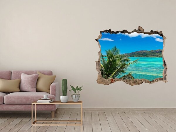 Autocolant de perete gaură 3D Paradis tropical în spatele zidului