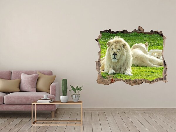 Fototapet 3D gaură în perete Leu alb în habitatul său natural