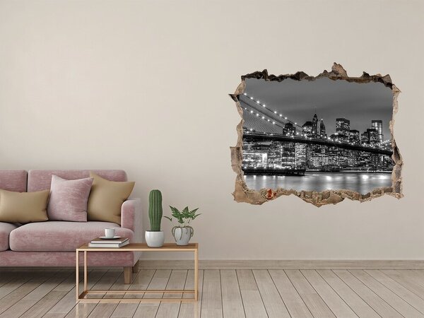 Fototapet 3D gaură în perete Orizontul New York-ului noaptea