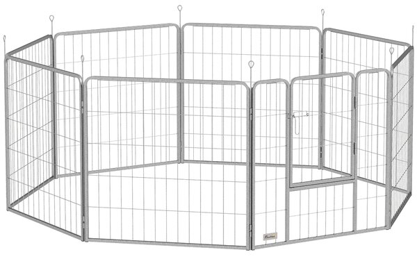 PawHut Țarc pentru Animale de Companie din 8 Panouri, Pliabil și Portabil, 160x160x80 cm, Argintiu | Aosom Romania