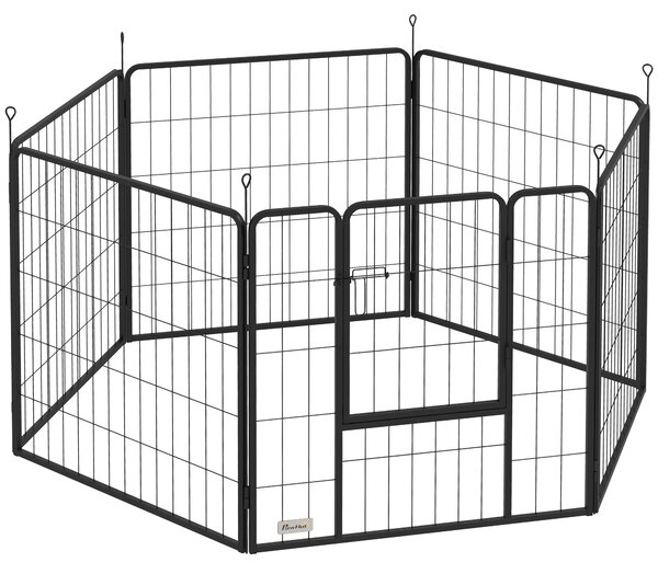 PawHut Țarc pentru Câini Portabil din 6 Panouri, 160x80x80 cm, Negru | Aosom Romania
