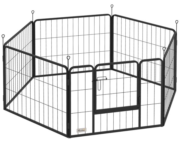 PawHut Țarc pentru Câini Portabil din 6 Panouri, 160x80x60 cm, Negru | Aosom Romania