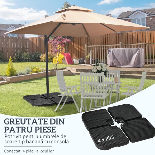 Outsunny Bază pentru Umbrelă de Gradină, 100x100x8 cm, Negru | Aosom Romania