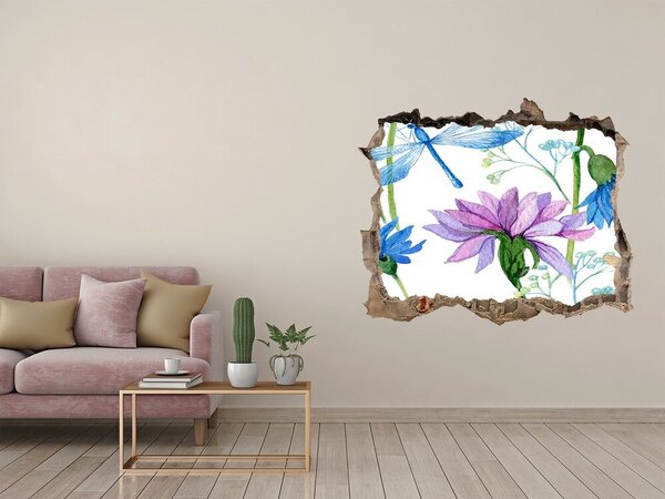 Fototapet 3D gaură în perete Mural floral cu gaură în perete