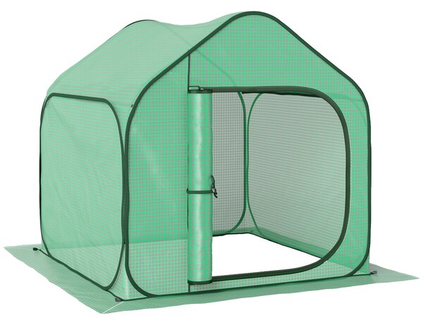 Outsunny Seră pentru Grădină cu Intrare cu Fermoar din Oțel și PE, 150x148x148 cm, Verde | Aosom Romania
