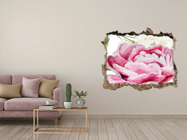 Autocolant de perete gaură 3D Peisaj floral cu gaură în perete