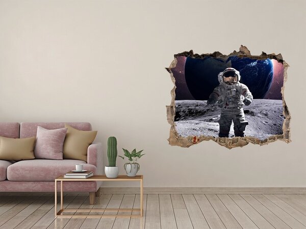 Autocolant un zid spart cu priveliște Astronautul pe Lună