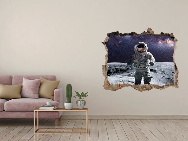 Autocolant gaură 3D Astronautul pe Lună