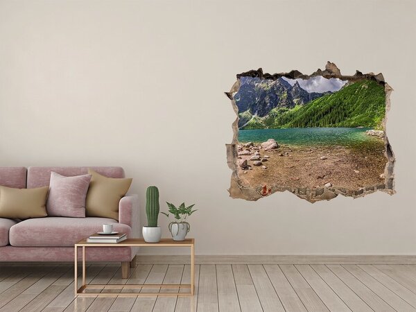 Fototapet 3D gaură în perete Lac de munte în vale