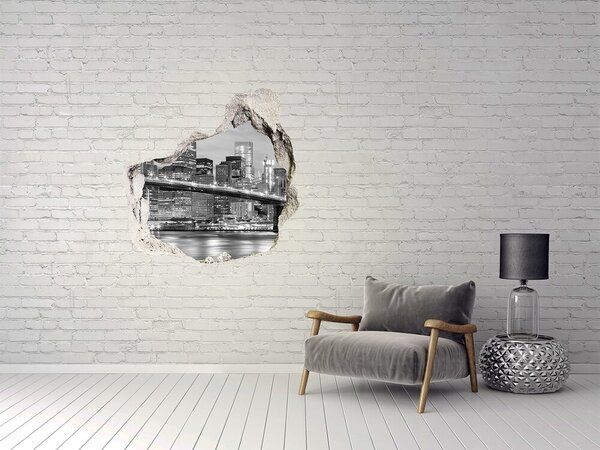 Autocolant 3D gaura cu priveliște Podul Brooklyn din New York