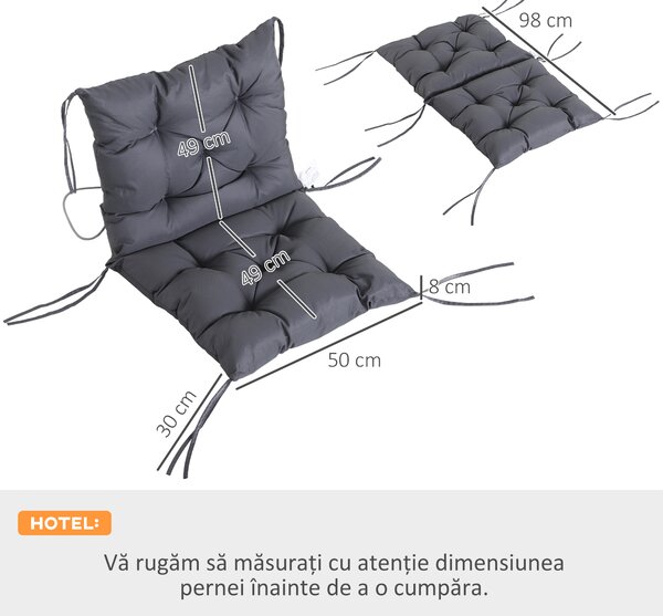 Outsunny Set de Două Perne pentru Scaune de Exterior - Gri | Aosom Romania