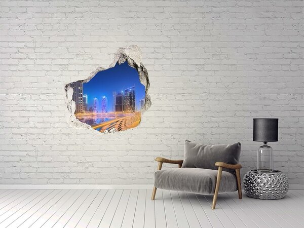 Fototapet un zid spart cu priveliște Oraș modern noaptea