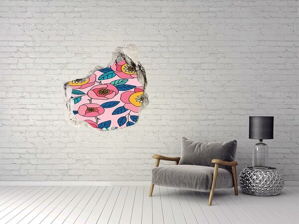Fototapet 3D gaură în perete Mural floral cu gaură în perete