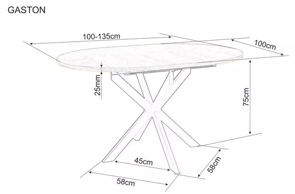 OFERTA Masa extensibila de dining GASTON 100(135)X100 cm, decor stejar artisan calitate a II-a