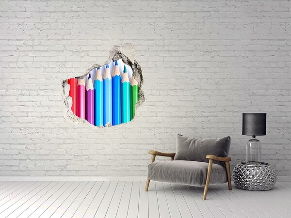 Fototapet 3D gaură în perete Lumea colorată a creioanelor colorate