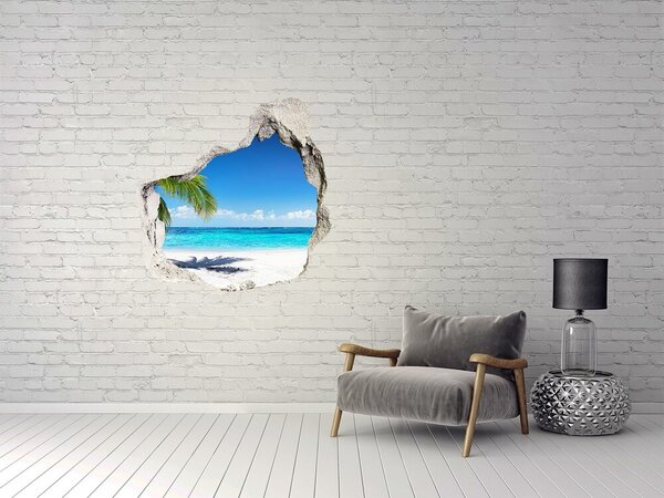 Fototapet un zid spart cu priveliște Plajă tropicală cu palmieri