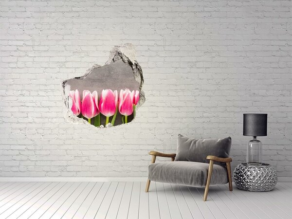 Fototapet 3D gaură în perete Lalele în beton