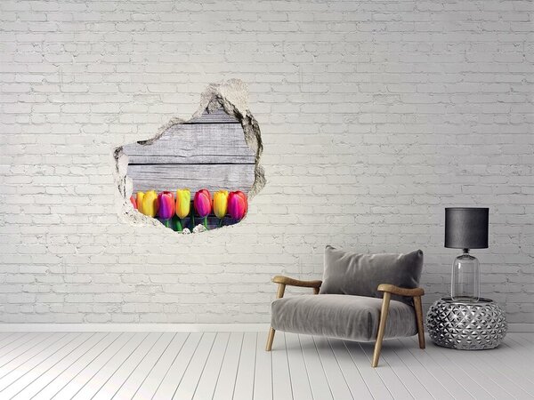 Fototapet 3D gaură în perete Flori printr-o gaură în perete