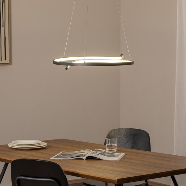 Milagro Lighting Lampă suspendată LED Lorenzo, metal, negru, 4.000 K, Negru, Camera de zi / sufragerie, Metal, Modern