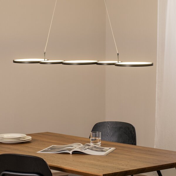 Milagro Lighting Lampă suspendată LED Olympia, metal, negru, 4.000 K, Negru, Camera de zi / sufragerie, Metal, Modern