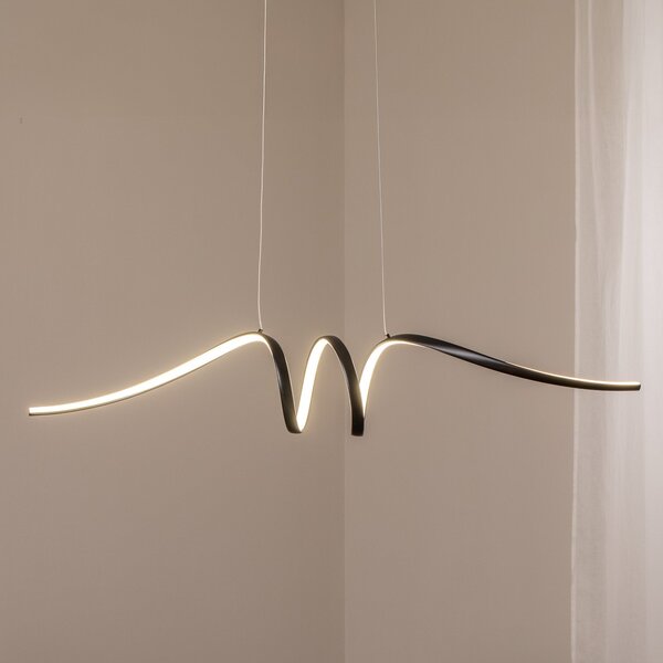 Milagro Lighting Lampă suspendată LED Loop, metal, negru-crom, 4.000 K, Negru, Camera de zi / sufragerie, Metal, Modern