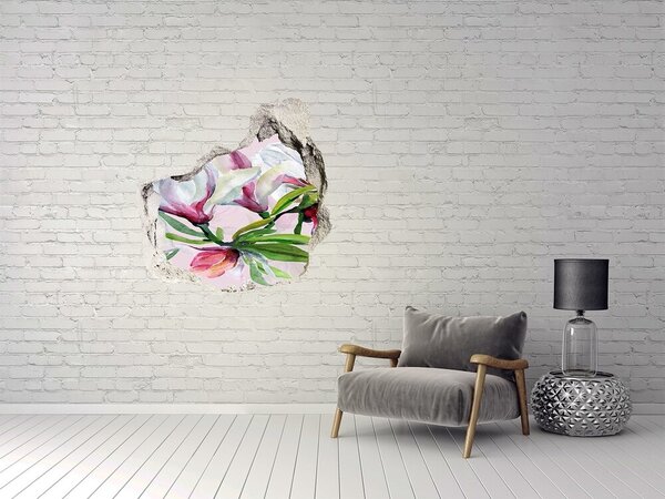 Autocolant de perete gaură 3D Un paradis al florilor în spatele zidului
