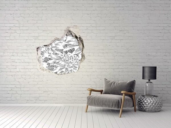 Fototapet 3D gaură în perete Gaură în model floral de perete
