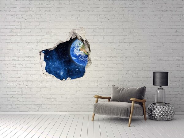 Autocolant de perete gaură 3D Vedere cosmică dintr-o gaură în perete