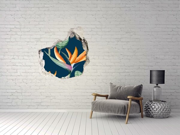 Fototapet 3D gaură în perete Floare tropicală în beton