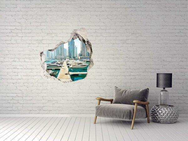 Autocolant 3D gaura cu priveliște Marina într-un oraș modern