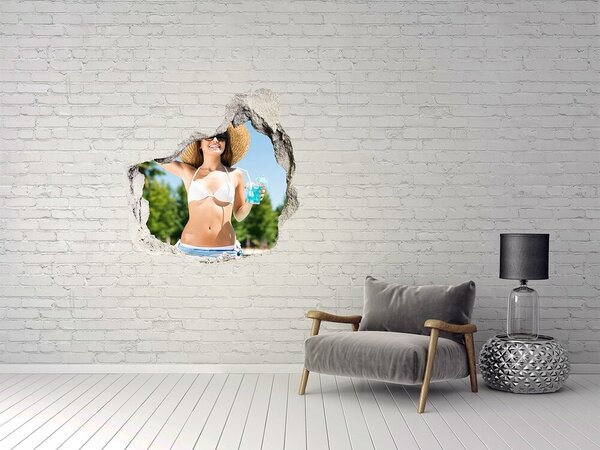 Autocolant de perete gaură 3D Vacanță în Caraibe la soare