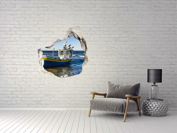 Autocolant 3D gaura cu priveliște Barcă de pescuit pe mare