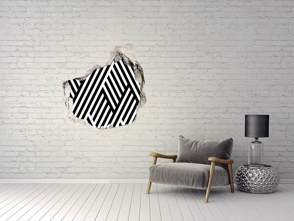 Fototapet un zid spart cu priveliște Modele geometrice într-o gaură din perete