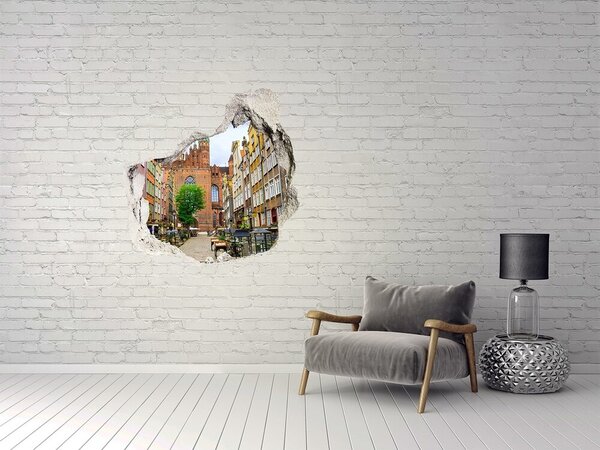 Fototapet 3D gaură în perete Vedere a orașului Gdańsk
