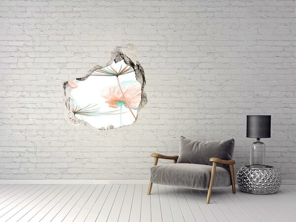 Autocolant 3D gaura cu priveliște Peisaj floral printr-o gaură în perete
