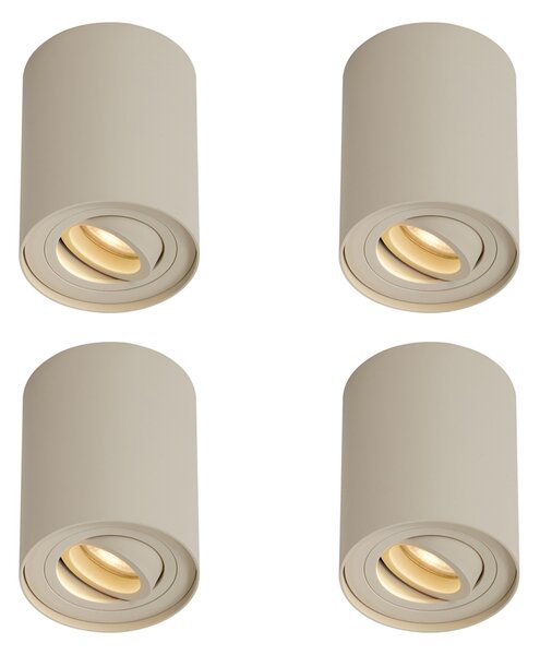 Set de 4 spoturi moderne bej montate la suprafață GU10 50mm rotative și înclinabile - Rondoo Up