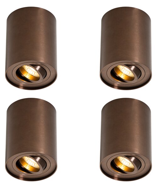 Set de 4 spoturi moderne de plafon bronz închis rotative și înclinabile - Rondoo Up