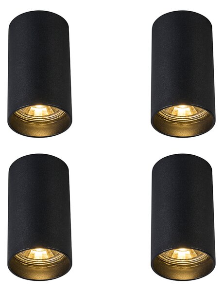 Set de 4 spoturi moderne negre montate la suprafață 5,5 cm GU10 50 mm - Tuba