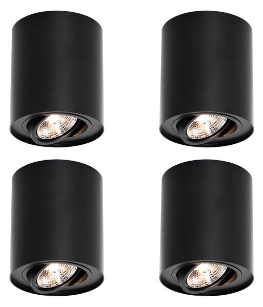 Set de 4 spoturi moderne negre reglabile AR70 - Rondoo Up