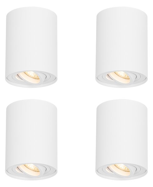 Set de 4 spoturi moderne de plafon albe, rotative și înclinabile - Rondoo Up