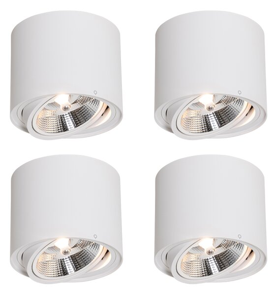 Set de 4 spoturi moderne de plafon albe rotative și înclinabile AR111 - Rondoo Up