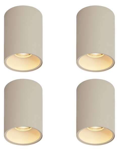 Set de 4 spoturi moderne bej montate la suprafață GU10 50mm Rotund - Deep